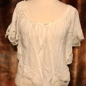 Women’s Love Cool White Shirt with Lace- S